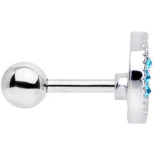 Load image into Gallery viewer, 16G 1/4 Blue CZ Gem Moon and Heart Cartilage Tragus Earring
