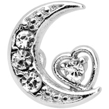 Load image into Gallery viewer, 16G 5/16 Clear CZ Gem Moon Heart Labret Monroe Tragus
