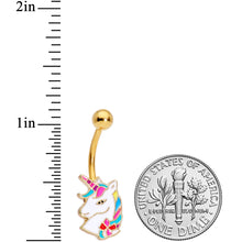 将图片加载到图库查看器，Gold Tone Rainbow Unicorn Belly Ring
