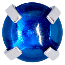 Load image into Gallery viewer, Blue CZ Gem Smooth Hemisphere Barbell Tongue Ring
