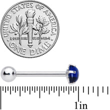 Load image into Gallery viewer, Blue CZ Gem Smooth Hemisphere Barbell Tongue Ring
