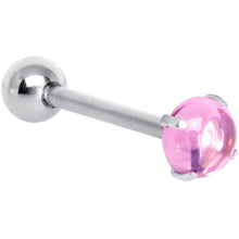 将图片加载到图库查看器，Pink CZ Gem Smooth Hemisphere Barbell Tongue Ring
