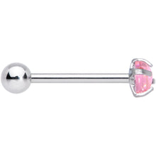 将图片加载到图库查看器，Pink CZ Gem Smooth Hemisphere Barbell Tongue Ring
