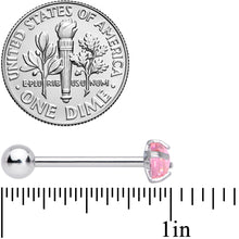 将图片加载到图库查看器，Pink CZ Gem Smooth Hemisphere Barbell Tongue Ring
