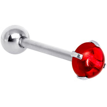 Load image into Gallery viewer, Red CZ Gem Smooth Hemisphere Barbell Tongue Ring
