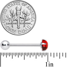 Load image into Gallery viewer, Red CZ Gem Smooth Hemisphere Barbell Tongue Ring
