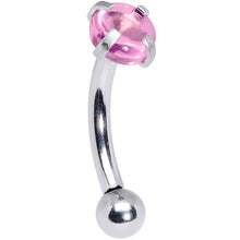 Load image into Gallery viewer, 16G 5/16 Pink CZ Gem Internally Threaded Curved Eyebrow Ring

