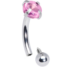 Load image into Gallery viewer, 16G 5/16 Pink CZ Gem Internally Threaded Curved Eyebrow Ring
