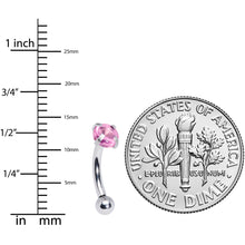 Load image into Gallery viewer, 16G 5/16 Pink CZ Gem Internally Threaded Curved Eyebrow Ring
