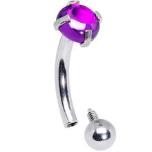 Load image into Gallery viewer, 16G 5/16 Purple CZ Gem Internally Threaded Curved Eyebrow Ring
