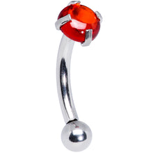 Load image into Gallery viewer, 16G 5/16 Red CZ Gem Internally Threaded Curved Eyebrow Ring
