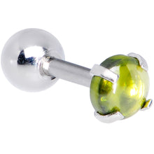 Load image into Gallery viewer, 16G 1/4 Green CZ Gem Smooth Hemisphere Cartilage Tragus Earring
