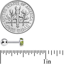 Load image into Gallery viewer, 16G 1/4 Green CZ Gem Smooth Hemisphere Cartilage Tragus Earring
