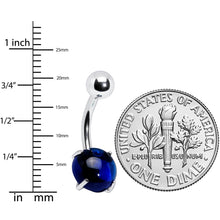 将图片加载到图库查看器，Blue CZ Gem Smooth Hemisphere Belly Ring
