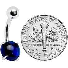 将图片加载到图库查看器，Blue CZ Gem Smooth Hemisphere Belly Ring
