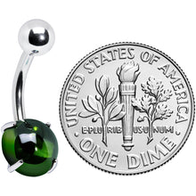 将图片加载到图库查看器，Light Green CZ Gem Smooth Hemisphere Belly Ring
