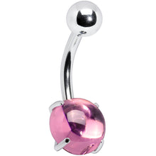 将图片加载到图库查看器，Pink CZ Gem Smooth Hemisphere Belly Ring

