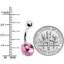 将图片加载到图库查看器，Pink CZ Gem Smooth Hemisphere Belly Ring
