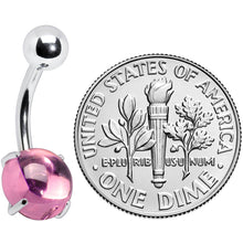 将图片加载到图库查看器，Pink CZ Gem Smooth Hemisphere Belly Ring
