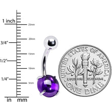 将图片加载到图库查看器，Purple CZ Gem Smooth Hemisphere Belly Ring
