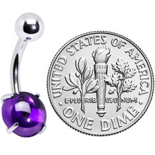 将图片加载到图库查看器，Purple CZ Gem Smooth Hemisphere Belly Ring
