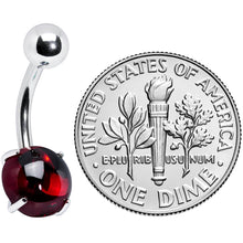将图片加载到图库查看器，Red CZ Gem Smooth Hemisphere Belly Ring
