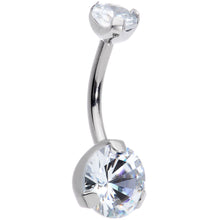 将图片加载到图库查看器，3/8 Clear CZ Gem Grade 23 Titanium Internally Threaded Belly Ring
