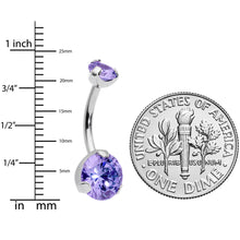 将图片加载到图库查看器，Purple CZ Gem Grade 23 Titanium Internally Threaded Belly Ring
