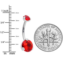将图片加载到图库查看器，Red CZ Gem Grade 23 Titanium Internally Threaded Belly Ring
