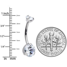 将图片加载到图库查看器，1/2 Clear CZ Gem Grade 23 Titanium Internally Threaded Belly Ring

