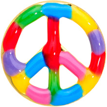 Load image into Gallery viewer, 22G 5/16 Gold Tone Rainbow Hippie Peace Sign L Shaped Nose Ring
