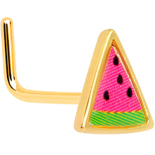 Load image into Gallery viewer, 22G 5/16 Gold Tone Watermelon L Shaped Nose Ring
