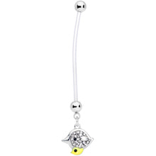 Load image into Gallery viewer, Clear Gem Clear Bioplast Mom Bird Dangle Pregnancy Belly Ring
