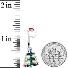 Load image into Gallery viewer, Red Gem Santa Christmas Tree Double Mount Belly Ring
