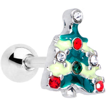 Load image into Gallery viewer, 16G 1/4 Red Gem Christmas Tree Cartilage Tragus Earring
