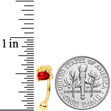 Load image into Gallery viewer, 16G 5/16 Red Gem Gold Tone Nautical Crab Curved Eyebrow Ring
