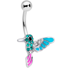 将图片加载到图库查看器，Clear Green Gem Summer Hummingbird Belly Ring
