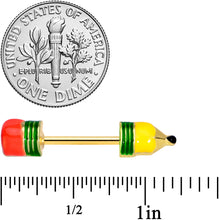 Load image into Gallery viewer, 14G 9/16 Gold Tone Get to Work Pencil Barbell Nipple Ring Set
