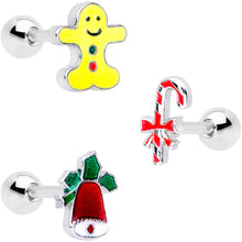 Load image into Gallery viewer, 16G 1/4 Candy Gingerbread Christmas Cartilage Tragus Set of 3
