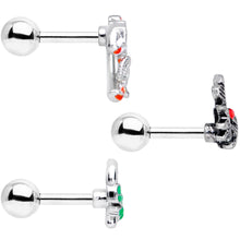 Load image into Gallery viewer, 16G 1/4 Holly Candy Cane Christmas Cartilage Tragus Set of 3
