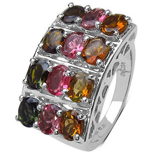 Load image into Gallery viewer, 3.72 Carat Genuine Multi Tourmaline .925 Sterling Silver Ring
