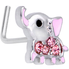 Load image into Gallery viewer, 20G 5/16 Pink Gem Lucky Elephant L Shaped Nose Ring
