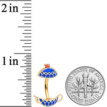 将图片加载到图库查看器，Gold Tone Blue Teapot Double Mount Belly Ring
