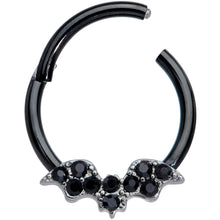 将图片加载到图库查看器，16G 3/8 Black Gem Black Plated Bat Hinged Segment Ring
