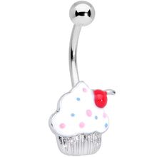 Load image into Gallery viewer, Red White Sprinkle Cherry Cupcake Belly Ring
