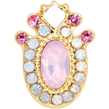 Load image into Gallery viewer, 16G 1/4 Pink Gem White Faux Opal Gold Tone Cartilage Tragus
