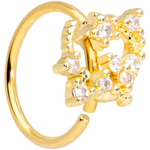 Load image into Gallery viewer, 20G 5/16 Clear CZ Gem Gold Tone Circle Star Nose Hoop
