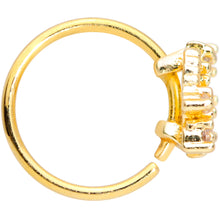 Load image into Gallery viewer, 20G 5/16 Clear CZ Gem Gold Tone Circle Star Nose Hoop
