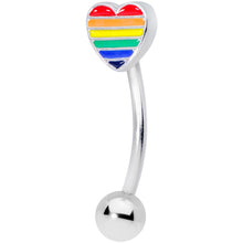 Load image into Gallery viewer, 16G 5/16 Rainbow Pride Heart Curved Eyebrow Ring
