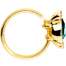 Load image into Gallery viewer, 20G 5/16 Green Gem Gold Tone Teardrop Nose Hoop
